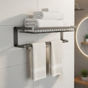 iBELL IBL 90-BS Towel Hanger for Bathroom Accessories, 23.2 Inch Towel Rack with Hooks Grey Finish Towel Holder (Stainless Steel)