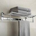 iBELL IBL 93-SS Chrome Finish 90° Foldable Space-Saving Towel Rack for Bathroom Silver Towel Holder (Stainless Steel)