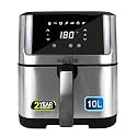 iBELL IBLAF1000M Air Fryer 10 Litre, 1700W, 7 Cooking Presets, Detachable Fryer Basket, Smart Rapid Air Technology, Timer Function, Auto-off & Adjustable Temperature Control (Silver)