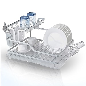 ibell iblpr1 dish rack for kitchen aluminium bartan stand for drying rust free drainer shelfkitchen organizerutensils storage black