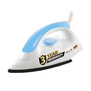 ibell magic 1000 watts dry iron for clothes with 3 years warranty non-stick soleplate adjustable temperature control shock proof body pilot lamp indicator compact and lightweight design