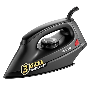 ibell passion 1000w iron box with 3 years warranty non-stick soleplate dry iron shock-proof body variable temperature control overheating protection black