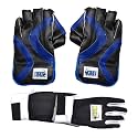 Ibex College Wicket Keeping Gloves Combo with Black Inner Gloves Wicket Keeping Gloves (Men, Blue, Black)