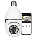 IBS 1080P HD WiFi Bulb Light Wireless IP WiFi Camera,Fish Eye 360 Degree Panoramic Mini Lamp IR CCTV Home Security Camera (Bulb Shape Camera)