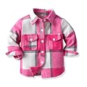 IBTOM CASTLE Boys Girls Flannel Plaid Shirt Jacket Long Sleeve Lapel Button Down Pocketed Shirts Regular Fit Casual Fall Coat