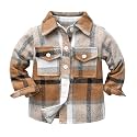 IBTOM CASTLE Boys Girls Flannel Plaid Shirt Jacket Long Sleeve Lapel Button Down Pocketed Shirts Regular Fit Casual Fall Coat