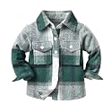 IBTOM CASTLE Boys Girls Flannel Plaid Shirt Jacket Long Sleeve Lapel Button Down Pocketed Shirts Regular Fit Casual Fall Coat