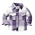 IBTOM CASTLE Boys Girls Flannel Plaid Shirt Jacket Long Sleeve Lapel Button Down Pocketed Shirts Regular Fit Casual Fall Coat