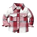 IBTOM CASTLE Boys Girls Flannel Plaid Shirt Jacket Long Sleeve Lapel Button Down Pocketed Shirts Regular Fit Casual Fall Coat