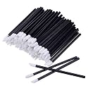 iBuddy Disposable Lip Brush For Women - Pack of 50, Lipstick Brush For Makeup, Lip Balm Applicator, Eyeshadow Makeup Brushes, Travel-Friendly Lipstick Applicator Tool Kit - Black