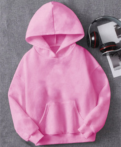 icable boys  girls full sleeve solid hooded sweatshirt