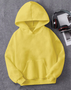 icable boys  girls full sleeve solid hooded sweatshirt