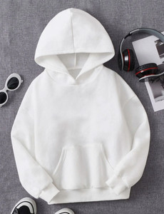 icable boys  girls full sleeve solid hooded sweatshirt