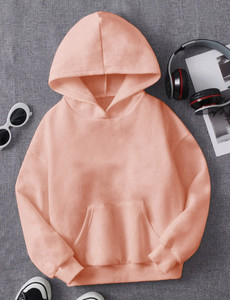 icable boys  girls full sleeve solid hooded sweatshirt