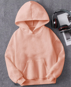 icable boys  girls full sleeve solid hooded sweatshirt