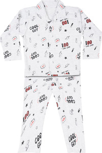 icable girls printed cotton blend kids nightwear grey pack of 1