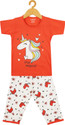 ICABLE Girls Printed Cotton Blend Kids Nightwear (Orange Pack of 1)