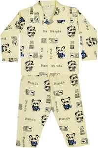 icable girls printed cotton blend kids nightwear yellow pack of 1