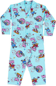 icable girls printed cotton blend kids nightwear blue pack of 1