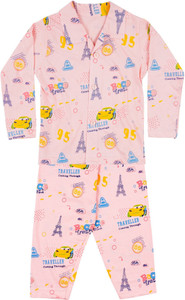 icable girls printed cotton blend kids nightwear pink pack of 1