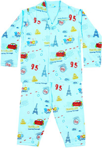 icable girls printed cotton blend kids nightwear blue pack of 1