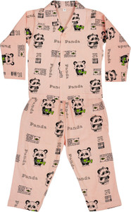 icable girls printed cotton blend kids nightwear pink pack of 1