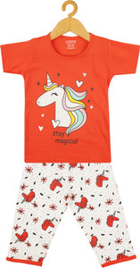 icable girls printed cotton blend kids nightwear multicolor pack of 1