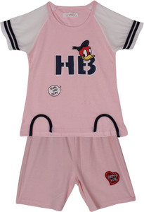 icable girls printed cotton blend kids nightwear pink pack of 1