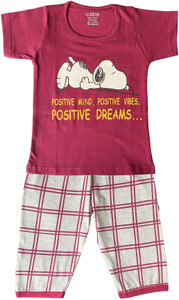 icable girls printed cotton blend kids nightwear multicolor pack of 1