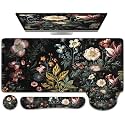 iCasso Desk Cover Mat, 4in1 Floral Large Mouse Pad with Wrist Rest
