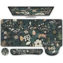 iCasso Desk Cover Mat, 4in1 Floral Large Mouse Pad with Wrist Rest