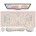 iCasso Desk Pad Mat, Large Mouse Pad and Keyboard Wrist Rest Set