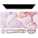 iCasso Glitter Marble Computer Mat 35.4"x15.7", Table Mat for Gaming