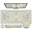 iCasso Green Desk Pad Mat, Large Mouse Pad and Keyboard Wrist Rest Set