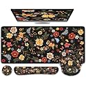 iCasso Desk Cover Mat, 4in1 Floral Large Mouse Pad with Wrist Rest