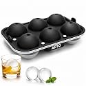 Ice Ball Maker Mould, 6 Cavity Silicone Round Ice Sphere Tray with Snap-Fit Lid, BPA Free Food Grade, Slow Melting Ice Balls for Whiskey, Scotch & Cold Coffee, Easy Release Home Bar Ice Mould