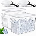 Ice Bin for Freezer with Lid Scoop, Heighten, 12.6 x 6.3 x 5.9 Inch