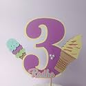 Ice cream Cake Topper – Handcrafted Birthday Decoration | Customizable with Any Age or Name| Custom Age or Name