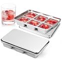 Ice Cube Tray with Lid, 2 Pack 12 Large Cubes, Stainless Steel Ice Cube Trays for Freezer, Fast Freezing Metal Ice Cube Mold for Cocktails, Whiskey, Drinks, and Ice Coffee, Easy Release