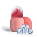 Ice Face Roller,Ice Roller for Face and Eye,Food-Grade Leak-Proof Silicone Cube, Reusable Face Massage,Ice Mold for Face,Face Massager,Facial Beauty Ice Roller,Skin Care Tools (Striped Pink)