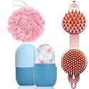 XML Ice Face Roller Silicone Facial Cube for Eyes Neck Massage Remove Dark Circle Pore Shrink Face Skin Care Ice Pack Mould for Knee,Back Pain Relief,Injuries Beauty Tools (LOOFAH-ICEROLLER-2IN1SCALP)