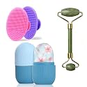 XML Ice Face Roller Silicone Facial Cube for Eyes Neck Massage Remove Dark Circle Pore Shrink Face Skin Care Ice Pack Mould for Knee,Back Pain Relief,Injuries Beauty Tools (FACESCRUBBER-JADEROLLER-ICEROLLER)