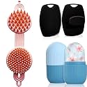 XML Ice Face Roller Silicone Facial Cube for Eyes Neck Massage Remove Dark Circle Pore Shrink Face Skin Care Ice Pack Mould for Knee,Back Pain Relief,Injuries Beauty Tools (2IN1SCALP-BATHBRUSH-ICEROLLER)