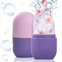 XML Ice Face Roller Silicone Facial Cube for Eyes Neck Massage Remove Dark Circle Pore Shrink Face Skin Care Ice Pack Mould for Knee,Back Pain Relief,Injuries Beauty Tools (3-purple Ice Roller)