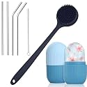 XML Ice Face Roller Silicone Facial Cube for Eyes Neck Massage Remove Dark Circle Pore Shrink Face Skin Care Ice Pack Mould for Knee,Back Pain Relief,Injuries Beauty Tools (STRAW-BODYSCRUBBER-ICEROLLER)