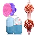 XML Ice Face Roller Silicone Facial Cube for Eyes Neck Massage Remove Dark Circle Pore Shrink Face Skin Care Ice Pack Mould for Knee,Back Pain Relief,Injuries Beauty Tools (FACESCRUBBER-ICEROLLER-2IN1SCALP)