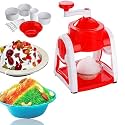 Ice Gola Maker Machine Manual ice Gola Slush Maker Machine with Sharp Blades Ice Crusher Snow Grinder Crusher 3 Bowl Baraf ka Gola Banane wali Machine 1 Glass, 6 Sticks and 1 Dish