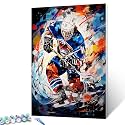 Ice Hockey Athletes Painting Graffitic Sportman Paint by Number Kits 16 x 20 inch Canvas Extreme Sports DIY Oil Painting for Kids Adults Beginner with Brushes and Acrylic Home Decor (Frameless)