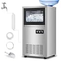 150LBS Undercounter Commercial Ice Maker, Freestanding Built-in Commercial Ice Machine, Adjustable Ice Maker, Dual Water Ice Machine, Self-Cleaning–for Bar, Restaurant, Cafe, Office, Home, Party