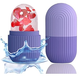 ice roller for face massager and glowing skin  ice roll for face and eye  pore tightening puffiness amp dark circle reduction  facial ice mold massager for skin care purple